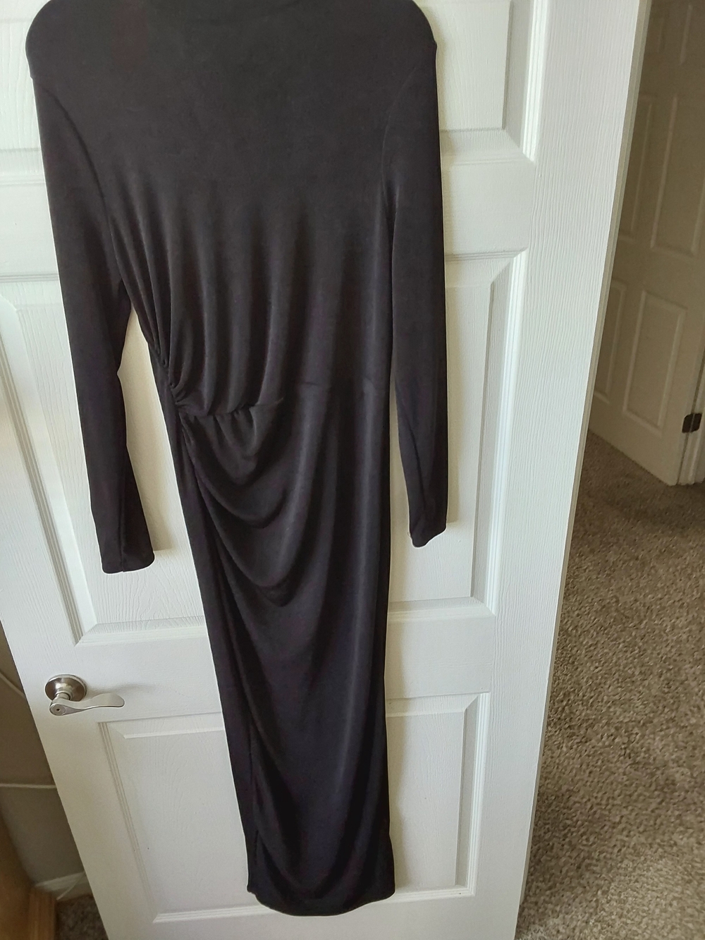 SHEIN Black Long-Sleeve Draped Maxi Dress